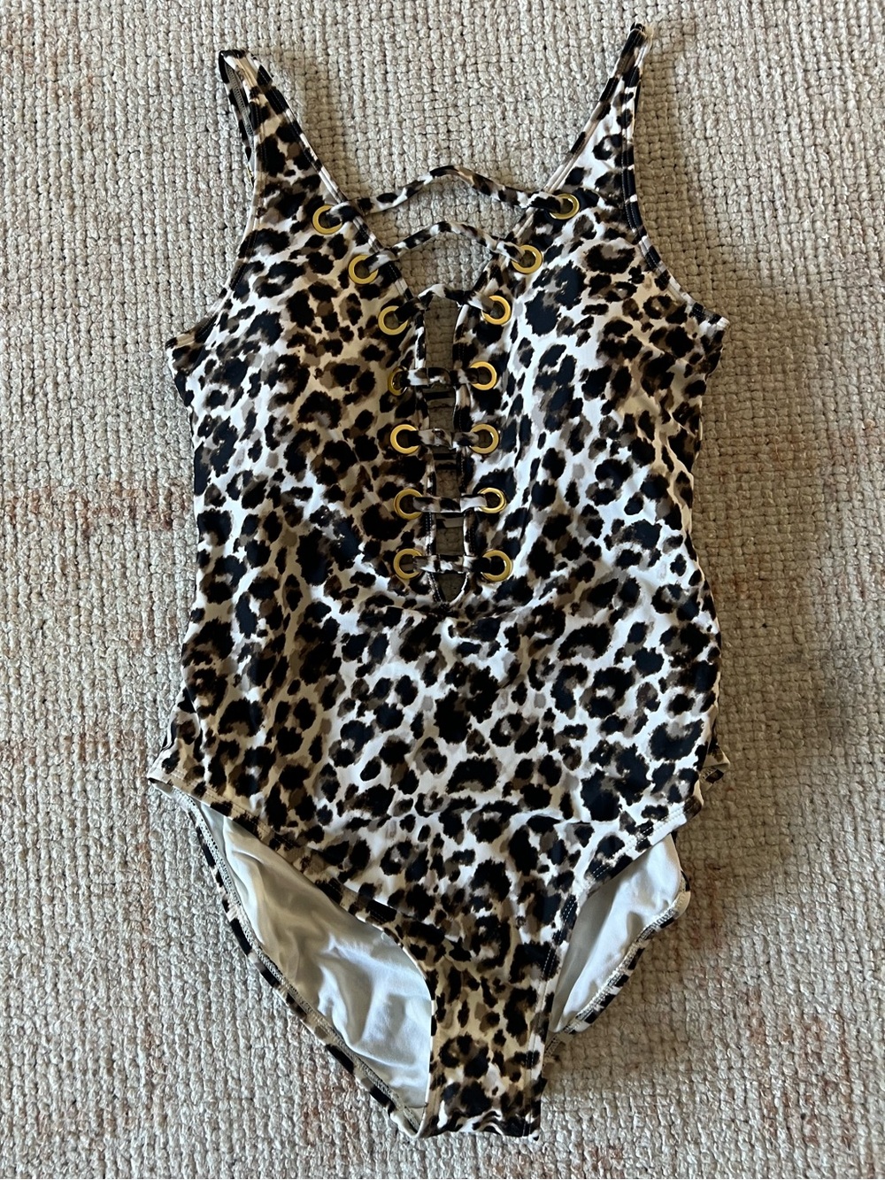 Bleu Rod Beattie Black and Cream Leopard Print one piece Swimsuit